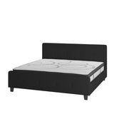 English Elm King Size Tufted Upholstered Platform Bed in Fabric with 10 Inch CertiPUR-US Certified Pocket Spring Mattress