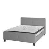 English Elm Queen Size Tufted Upholstered Platform Bed in Fabric with 10 Inch CertiPUR-US Certified Pocket Spring Mattress