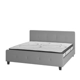 English Elm King Size Tufted Upholstered Platform Bed in Fabric with 10 Inch CertiPUR-US Certified Pocket Spring Mattress