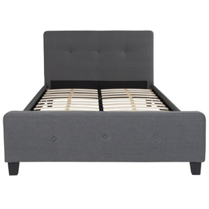 English Elm Full Size Tufted Upholstered Platform Bed in Fabric with 10 Inch CertiPUR-US Certified Pocket Spring Mattress