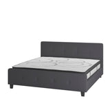 English Elm King Size Tufted Upholstered Platform Bed in Fabric with 10 Inch CertiPUR-US Certified Pocket Spring Mattress