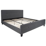 English Elm King Size Tufted Upholstered Platform Bed in Fabric with 10 Inch CertiPUR-US Certified Pocket Spring Mattress