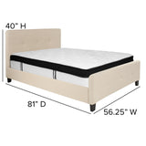 English Elm Full Size Tufted Upholstered Platform Bed in Fabric with Memory Foam Mattress