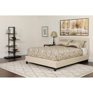 English Elm Full Size Tufted Upholstered Platform Bed in Fabric with Memory Foam Mattress