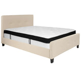 English Elm Full Size Tufted Upholstered Platform Bed in Fabric with Memory Foam Mattress