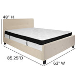 English Elm Queen Size Tufted Upholstered Platform Bed in Fabric with Memory Foam Mattress