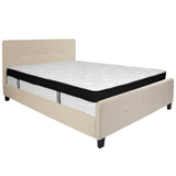 English Elm Queen Size Tufted Upholstered Platform Bed in Fabric with Memory Foam Mattress