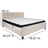 English Elm King Size Tufted Upholstered Platform Bed in Fabric with Memory Foam Mattress