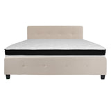 English Elm King Size Tufted Upholstered Platform Bed in Fabric with Memory Foam Mattress