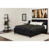 English Elm Twin Size Tufted Upholstered Platform Bed in Fabric with Memory Foam Mattress