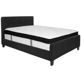 English Elm Full Size Tufted Upholstered Platform Bed in Fabric with Memory Foam Mattress