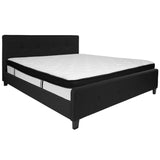 English Elm King Size Tufted Upholstered Platform Bed in Fabric with Memory Foam Mattress