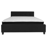 English Elm King Size Tufted Upholstered Platform Bed in Fabric with Memory Foam Mattress