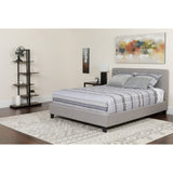 English Elm Twin Size Tufted Upholstered Platform Bed in Fabric with Memory Foam Mattress