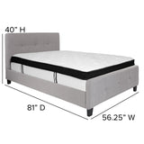 English Elm Full Size Tufted Upholstered Platform Bed in Fabric with Memory Foam Mattress