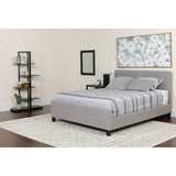 English Elm Full Size Tufted Upholstered Platform Bed in Fabric with Memory Foam Mattress