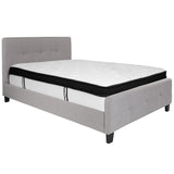 English Elm Full Size Tufted Upholstered Platform Bed in Fabric with Memory Foam Mattress