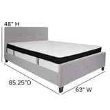 English Elm Queen Size Tufted Upholstered Platform Bed in Fabric with Memory Foam Mattress