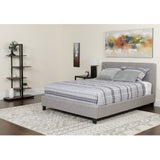 English Elm Queen Size Tufted Upholstered Platform Bed in Fabric with Memory Foam Mattress