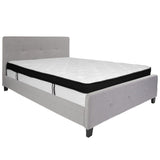 English Elm Queen Size Tufted Upholstered Platform Bed in Fabric with Memory Foam Mattress