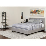 English Elm King Size Tufted Upholstered Platform Bed in Fabric with Memory Foam Mattress