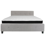 English Elm King Size Tufted Upholstered Platform Bed in Fabric with Memory Foam Mattress