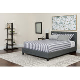 English Elm Twin Size Tufted Upholstered Platform Bed in Fabric with Memory Foam Mattress