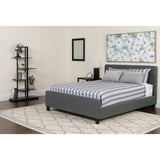 English Elm Full Size Tufted Upholstered Platform Bed in Fabric with Memory Foam Mattress