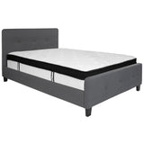 English Elm Full Size Tufted Upholstered Platform Bed in Fabric with Memory Foam Mattress