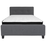 English Elm Full Size Tufted Upholstered Platform Bed in Fabric with Memory Foam Mattress