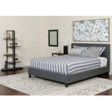 English Elm King Size Tufted Upholstered Platform Bed in Fabric with Memory Foam Mattress