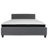 English Elm King Size Tufted Upholstered Platform Bed in Fabric with Memory Foam Mattress