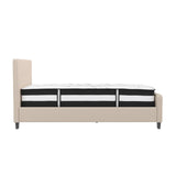 English Elm Twin Size Tufted Upholstered Platform Bed in Fabric with Pocket Spring Mattress