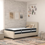 English Elm Twin Size Tufted Upholstered Platform Bed in Fabric with Pocket Spring Mattress