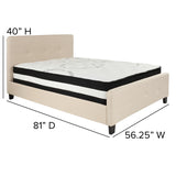 English Elm Full Size Tufted Upholstered Platform Bed in Fabric with Pocket Spring Mattress