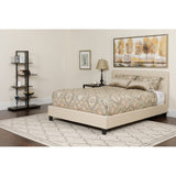 Full Size Tufted Upholstered Platform Bed in Fabric with Pocket Spring Mattress