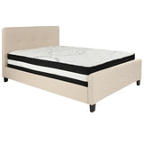 English Elm Full Size Tufted Upholstered Platform Bed in Fabric with Pocket Spring Mattress