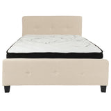 English Elm Full Size Tufted Upholstered Platform Bed in Fabric with Pocket Spring Mattress