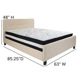 English Elm Queen Size Tufted Upholstered Platform Bed in Fabric with Pocket Spring Mattress