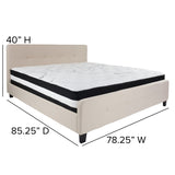 English Elm King Size Tufted Upholstered Platform Bed in Fabric with Pocket Spring Mattress