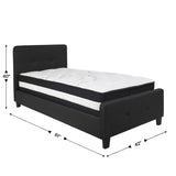 English Elm Twin Size Tufted Upholstered Platform Bed in Fabric with Pocket Spring Mattress