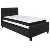 English Elm Twin Size Tufted Upholstered Platform Bed in Fabric with Pocket Spring Mattress