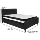 English Elm Full Size Tufted Upholstered Platform Bed in Fabric with Pocket Spring Mattress