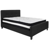 English Elm Full Size Tufted Upholstered Platform Bed in Fabric with Pocket Spring Mattress