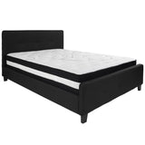 English Elm Queen Size Tufted Upholstered Platform Bed in Fabric with Pocket Spring Mattress