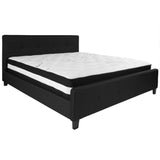 English Elm King Size Tufted Upholstered Platform Bed in Fabric with Pocket Spring Mattress