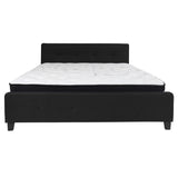 English Elm King Size Tufted Upholstered Platform Bed in Fabric with Pocket Spring Mattress