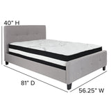 English Elm Full Size Tufted Upholstered Platform Bed in Fabric with Pocket Spring Mattress