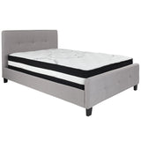 English Elm Full Size Tufted Upholstered Platform Bed in Fabric with Pocket Spring Mattress