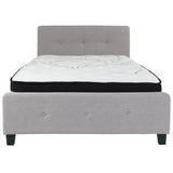 English Elm Full Size Tufted Upholstered Platform Bed in Fabric with Pocket Spring Mattress